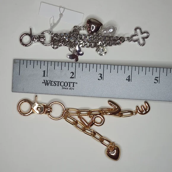 Set of 2 Elegant Silver & Gold tone Bag charm - Picture 2 of 2